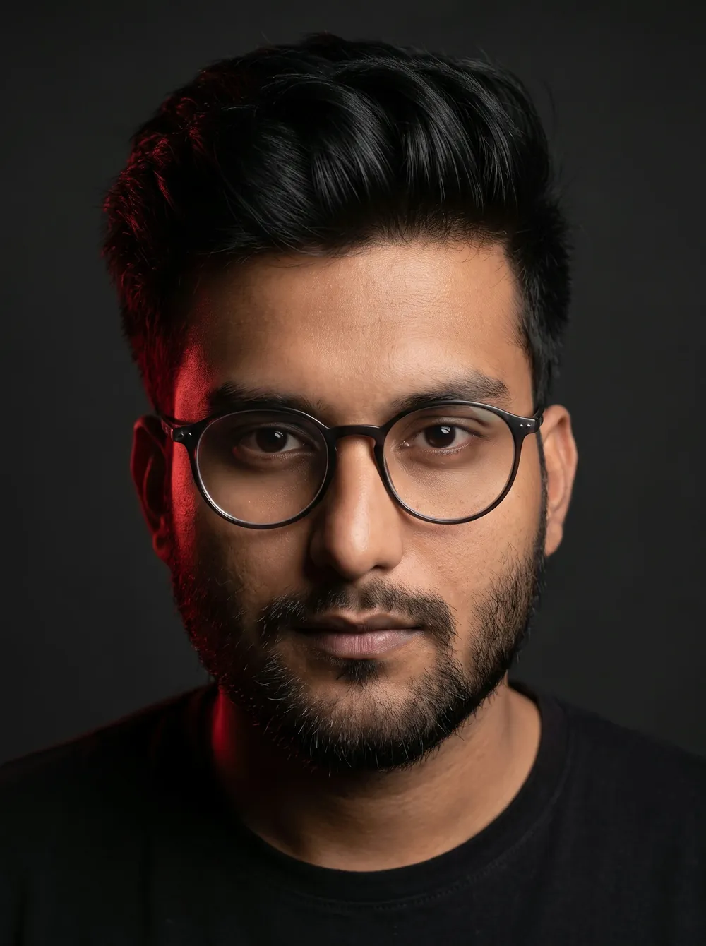 Black and white portrait of Anurag Jha.