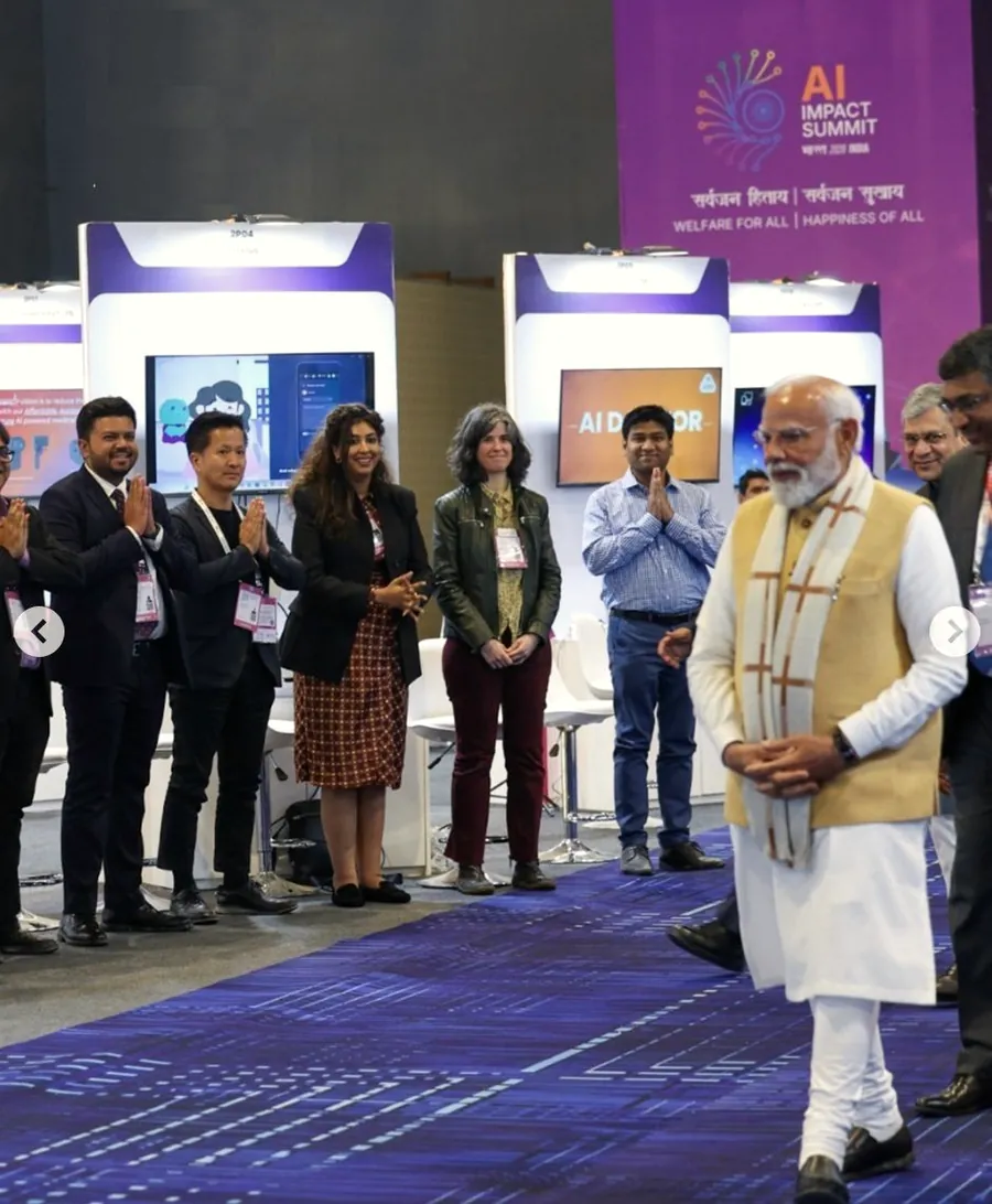 The Prime Minister of India greeted at the Jivi booth at the India AI Impact Summit.