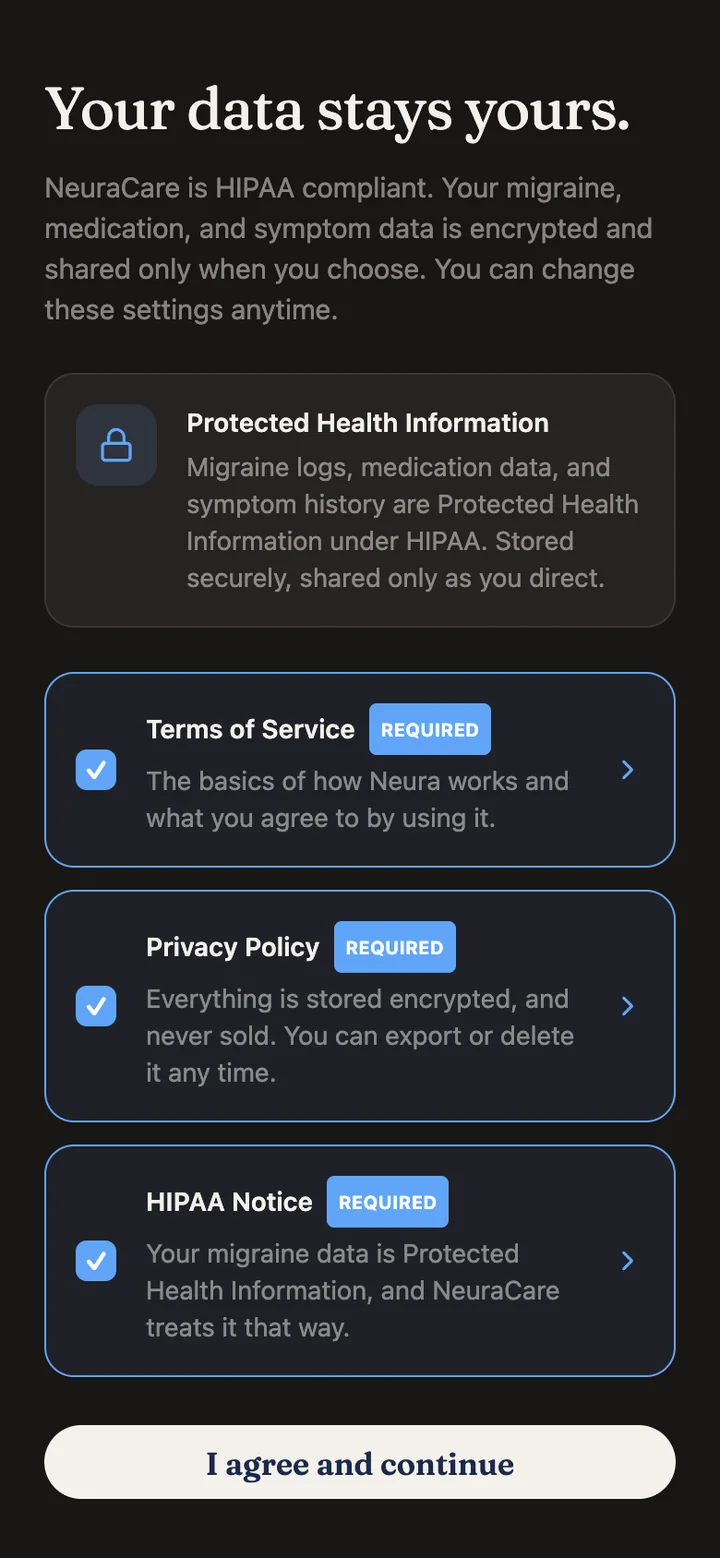 Consent screen