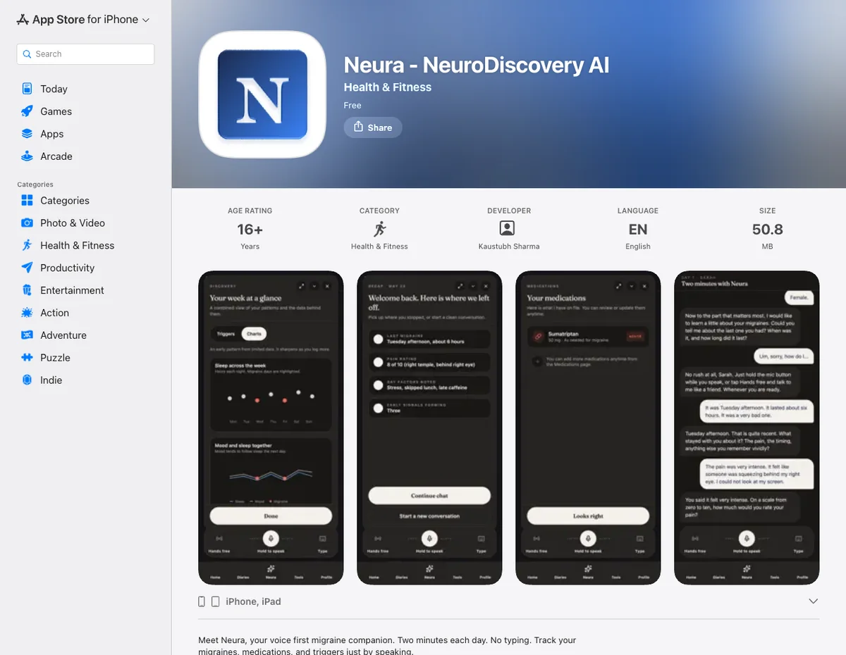 App Store listing for Neura