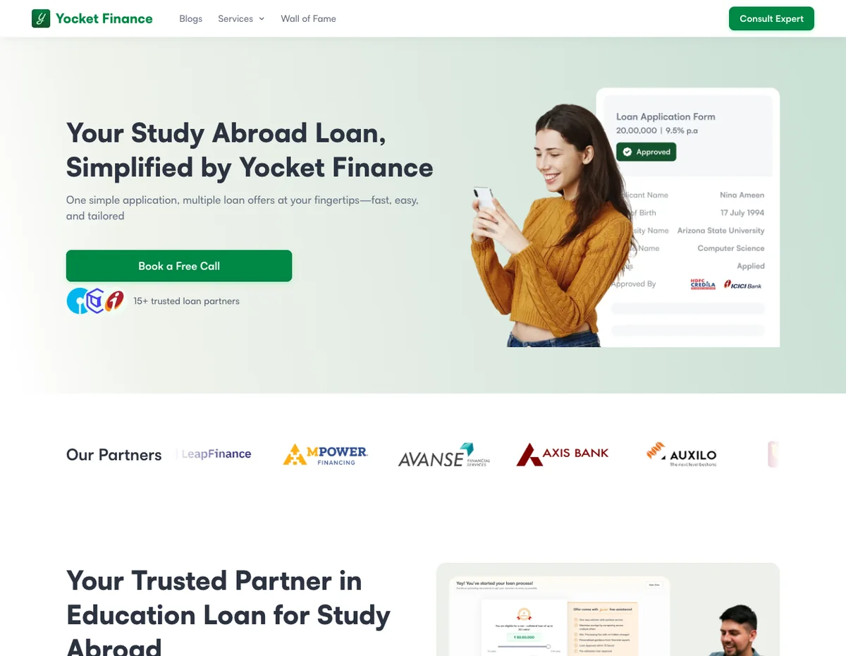 Yocket Finance page